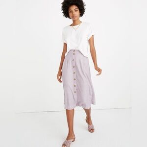 Madewell lilac patio button midi skirt size 6